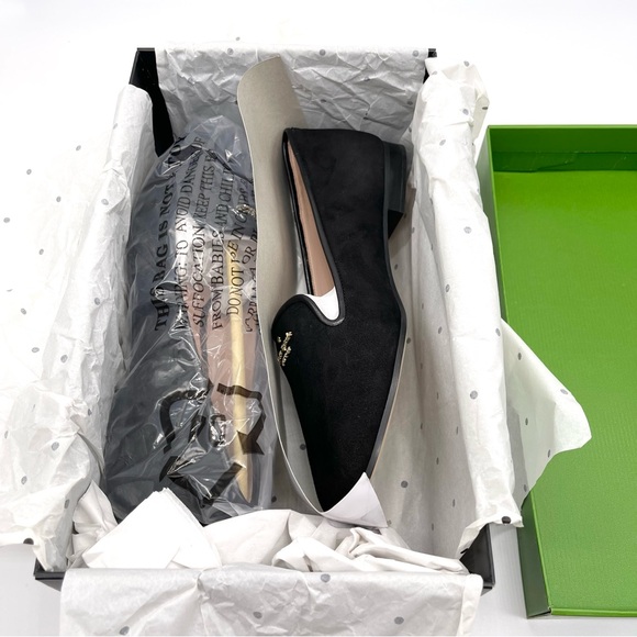 Kate Spade Black Suede Flat Loafers Slip Ons Claudia Size 8.5 - Picture 13 of 16